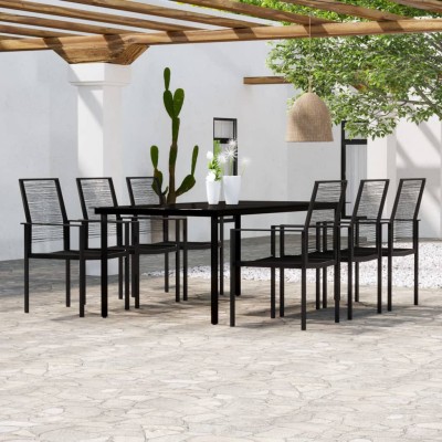 Juego de comedor de jardín 7 piezas negro