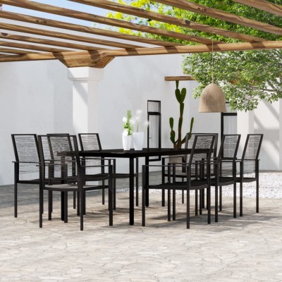Juego de comedor de jardín 9 piezas negro