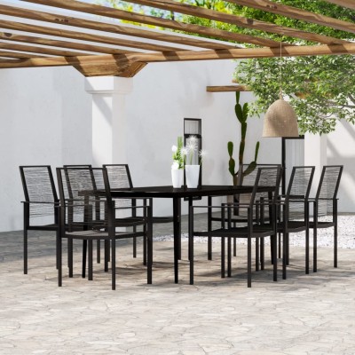 Juego de comedor de jardín 9 piezas negro