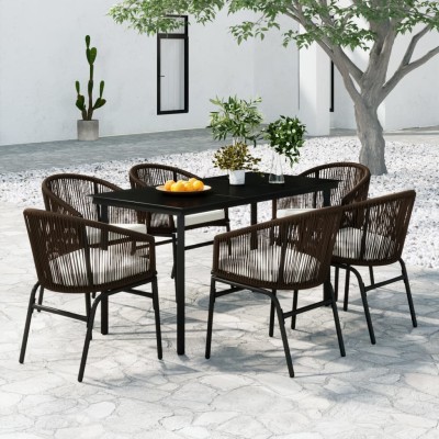Juego de comedor de jardín 7 piezas marrón