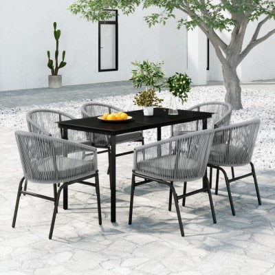 Juego de comedor de jardín 7 piezas ratán sintético gris
