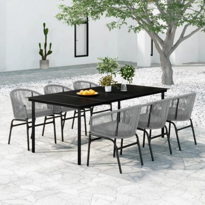 Juego de comedor de jardín 7 piezas ratán sintético gris