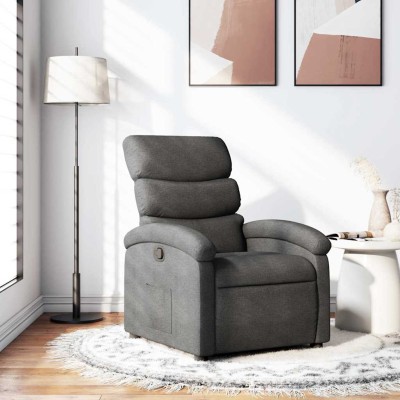 Sillón reclinable de tela gris oscuro
