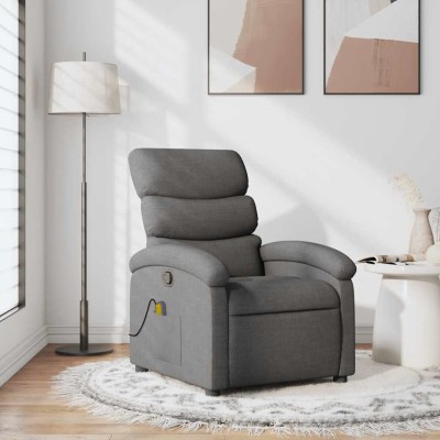 Sillón de masaje reclinable de tela gris oscuro