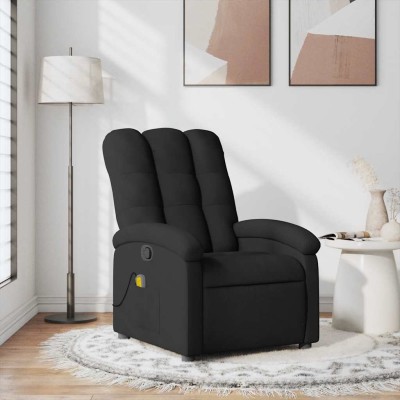Sillón reclinable de masaje de tela negro