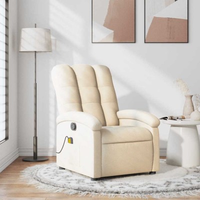 Sillón de masaje reclinable de tela crema