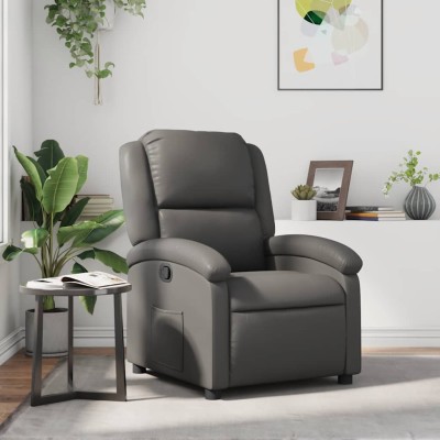 Sillón reclinable de cuero sintético gris