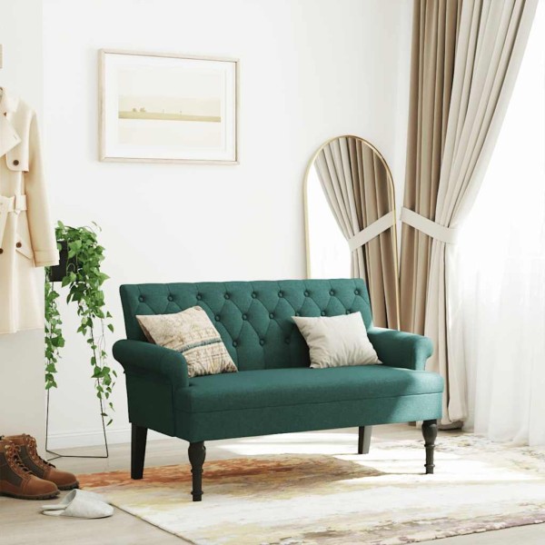 Banco con respaldo tela verde oscuro 120x62x75,5 cm