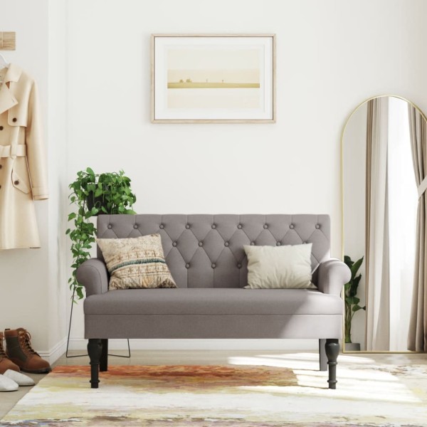 Banco con respaldo tela gris taupe 120x62x75,5 cm