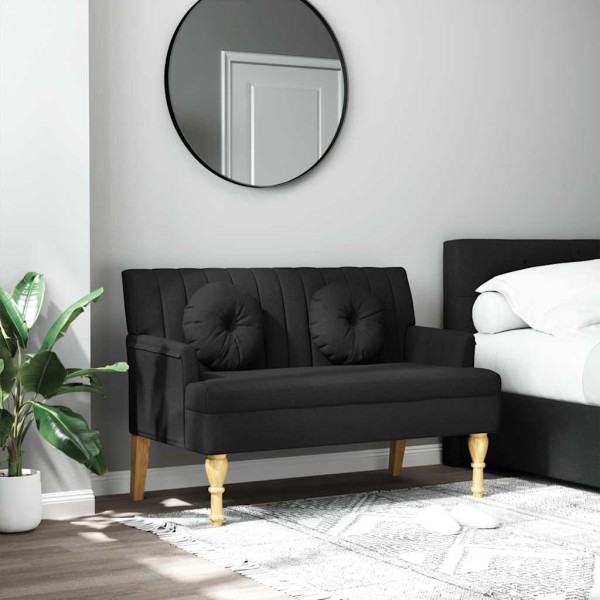 Banco con cojines tela negro 113x64,5x75,5 cm