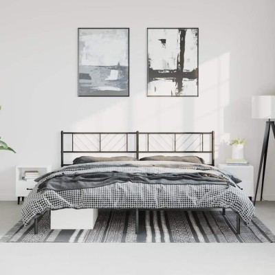Estructura cama sin colchón con cabecero metal negro 183x213 cm