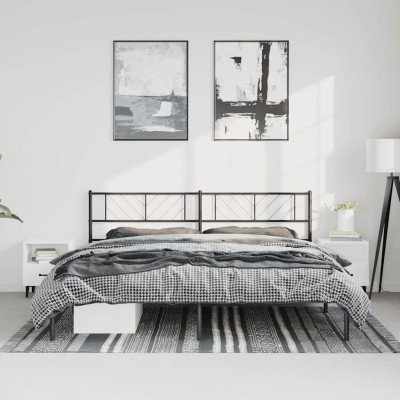 Estructura cama sin colchón con cabecero metal negro 193x203 cm