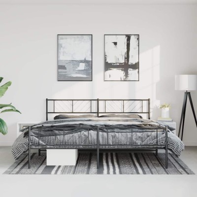Estructura cama sin colchón con estribo metal negro 193x203 cm