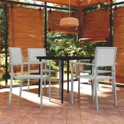 Juego de comedor de jardín de 5 piezas blanco