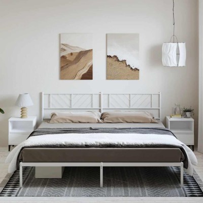 Estructura cama sin colchón con cabecero metal blanco 183x213cm
