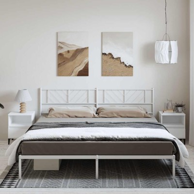Estructura cama sin colchón con cabecero metal blanco 193x203cm