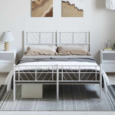 Estructura cama sin colchón con estribo metal blanco 135x190 cm