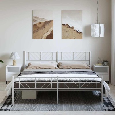 Estructura cama sin colchón con estribo metal blanco 193x203 cm