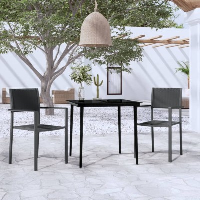 Juego de comedor para jardín 3 piezas negro