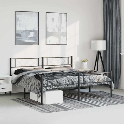 Estructura cama sin colchón con estribo metal negro 183x213 cm
