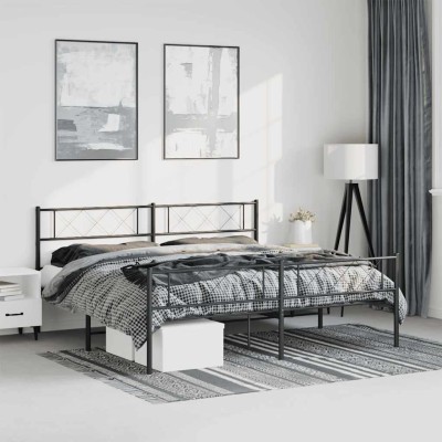 Estructura cama sin colchón con estribo metal negro 193x203 cm
