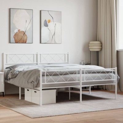 Estructura cama sin colchón con estribo metal blanco 140x190 cm