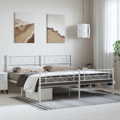 Estructura cama sin colchón con estribo metal blanco 183x213 cm