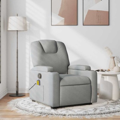 Sillón reclinable de masaje de tela gris claro