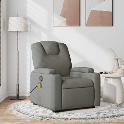 Sillón de masaje reclinable de tela gris oscuro