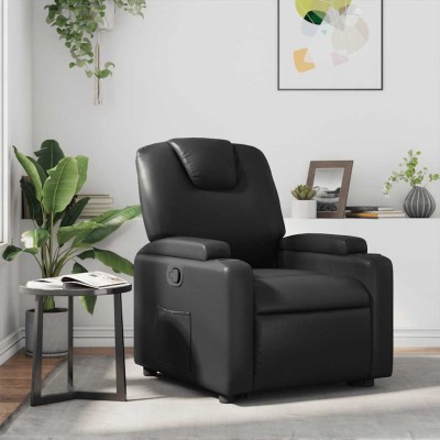 Sillón reclinable de cuero sintético negro