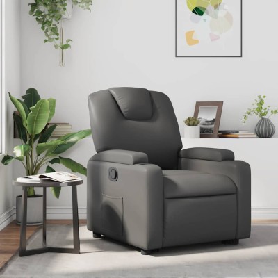 Sillón reclinable de cuero sintético gris
