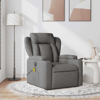 Sillón de masaje reclinable de tela gris oscuro