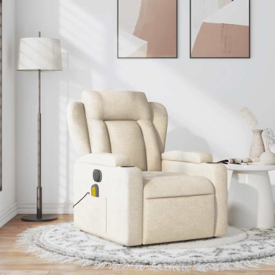 Sillón de masaje reclinable de tela crema
