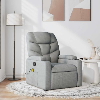 Sillón reclinable de masaje de tela gris claro