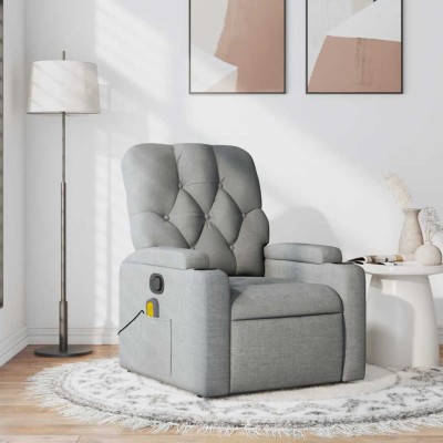 Sillón reclinable de masaje de tela gris claro