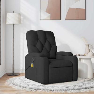 Sillón reclinable de masaje de tela negro