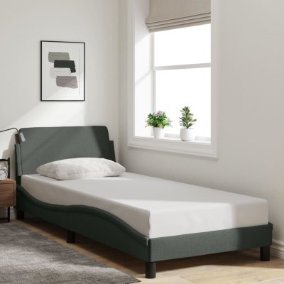 Estructura de cama sin colchón tela gris oscuro 80x200 cm