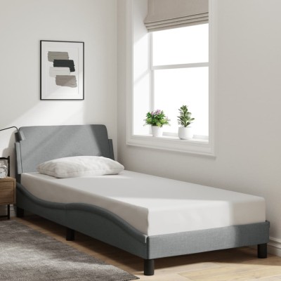 Estructura de cama sin colchón tela gris claro 90x200 cm