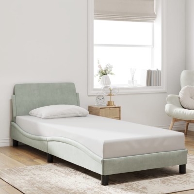 Estructura de cama sin colchón terciopelo gris claro 90x200 cm