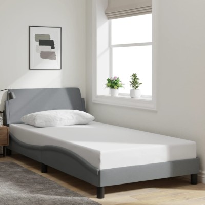 Estructura de cama sin colchón tela gris claro 90x200 cm