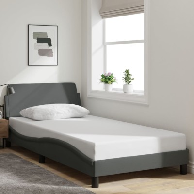 Estructura de cama sin colchón tela gris oscuro 90x200 cm