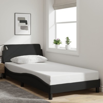 Estructura de cama sin colchón tela negro 100x200 cm