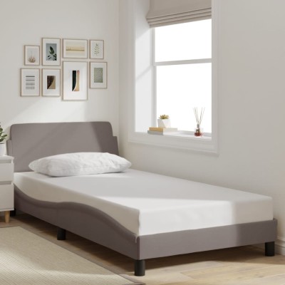 Estructura de cama sin colchón tela gris taupe 100x200 cm