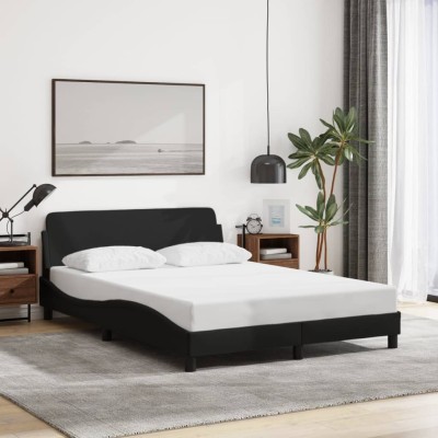 Estructura de cama sin colchón tela negro 120x200 cm