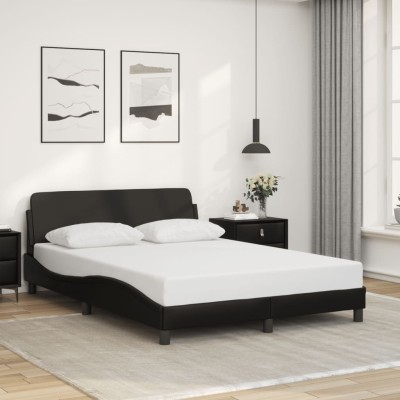 Estructura de cama sin colchón cuero sintético negro 120x200 cm