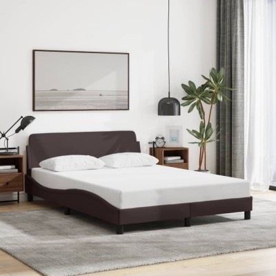 Cama sin colchón tela marrón oscuro 140x190 cm