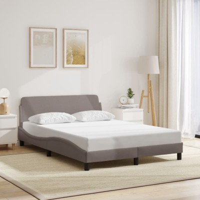 Cama sin colchón tela gris taupe 140x190 cm