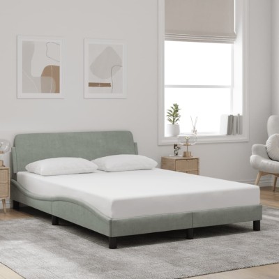 Estructura de cama sin colchón terciopelo gris claro 140x190 cm