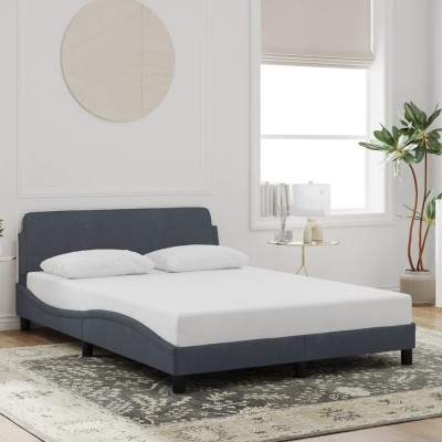 Estructura de cama sin colchón terciopelo gris oscuro 140x190cm