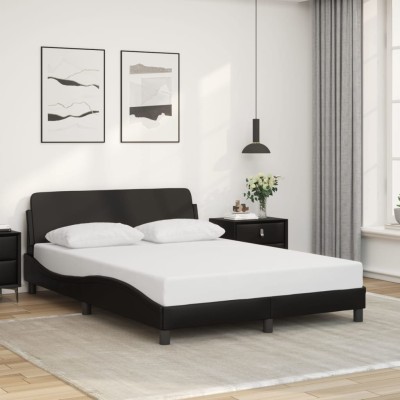 Estructura de cama sin colchón cuero sintético negro 140x190 cm